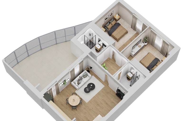 Render trilocale tipo 