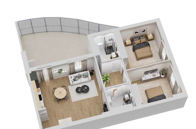 Render trilocale tipo 