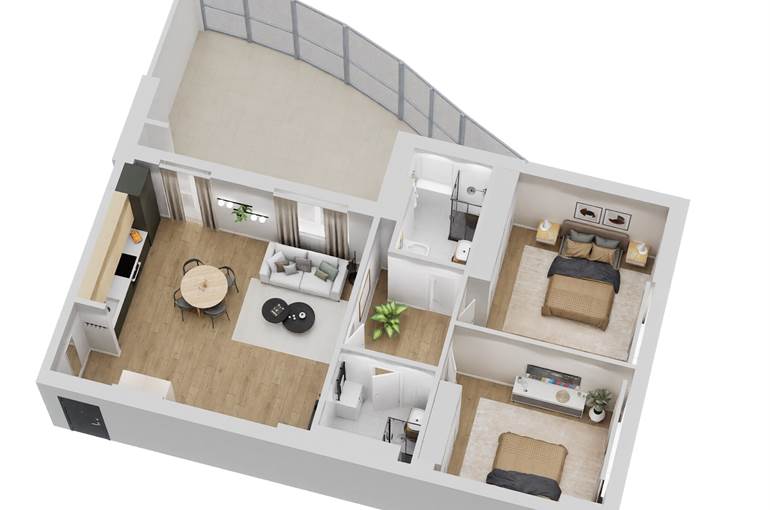 Render trilocale tipo 