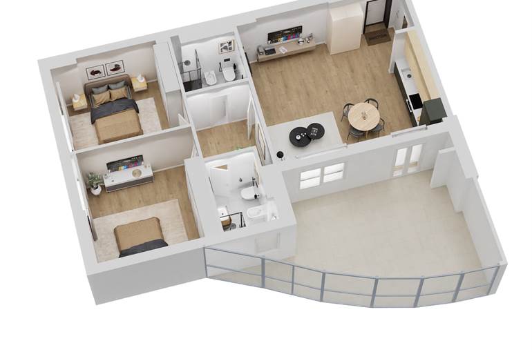 Render trilocale tipo 