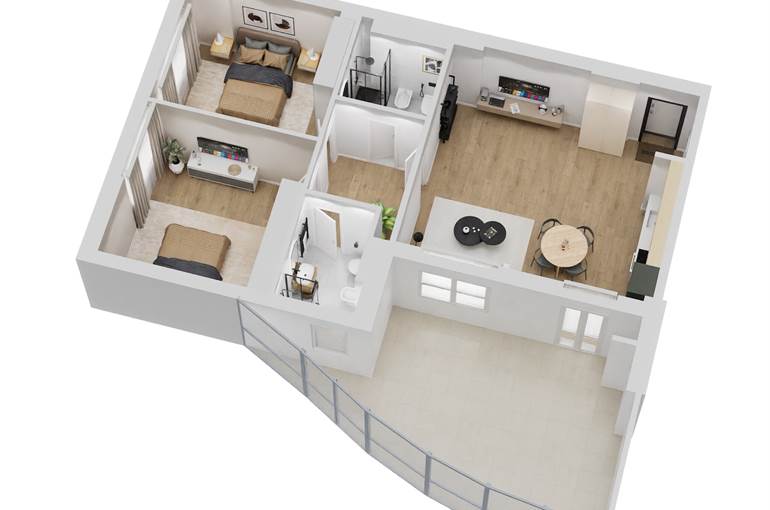 Render trilocale tipo 