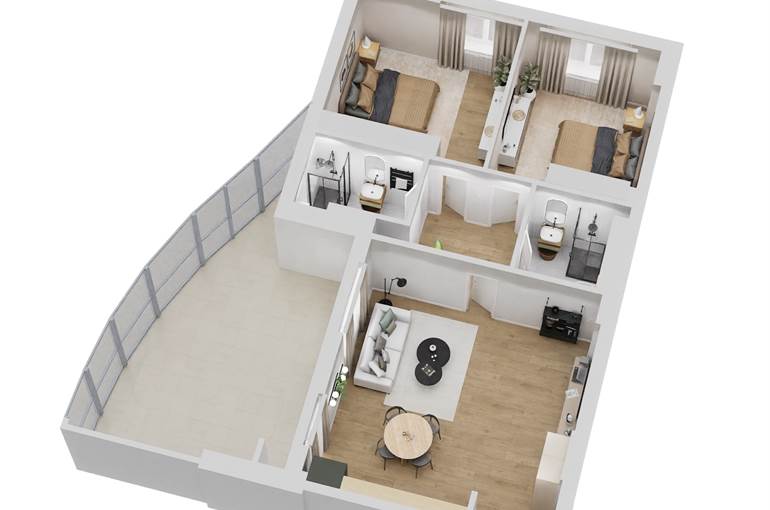 Render trilocale tipo 