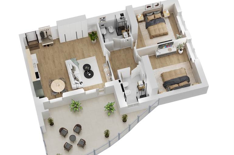 Render trilocale tipo