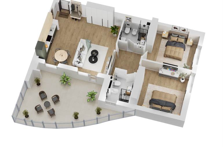 Render trilocale tipo