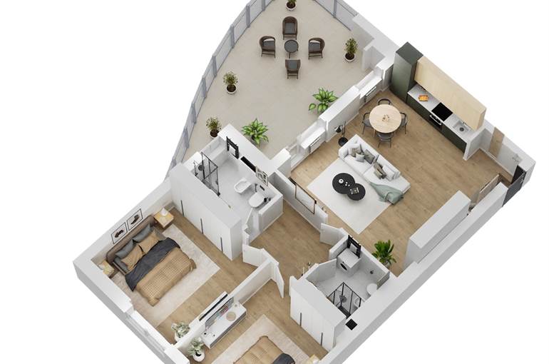 Render trilocale tipo