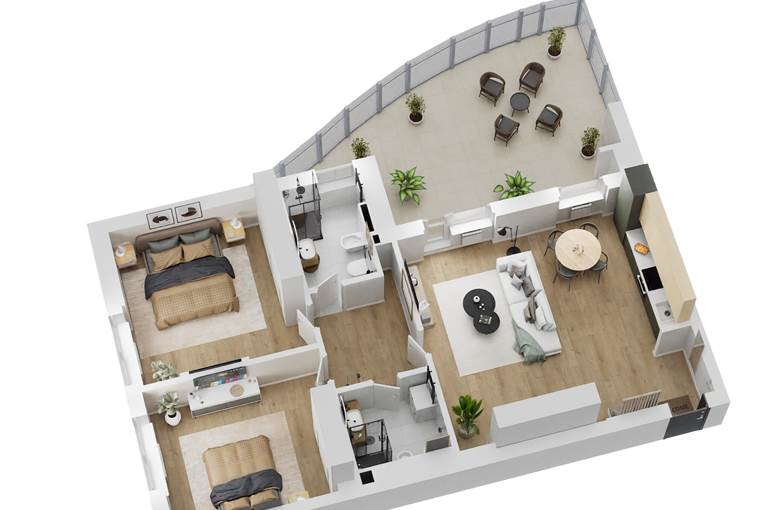 Render trilocale tipo