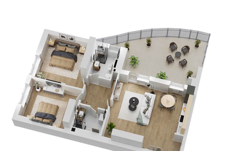 Render trilocale tipo