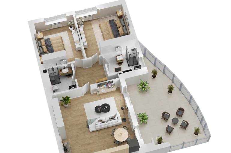 Render trilocale tipo