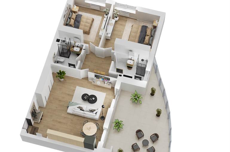 Render trilocale tipo
