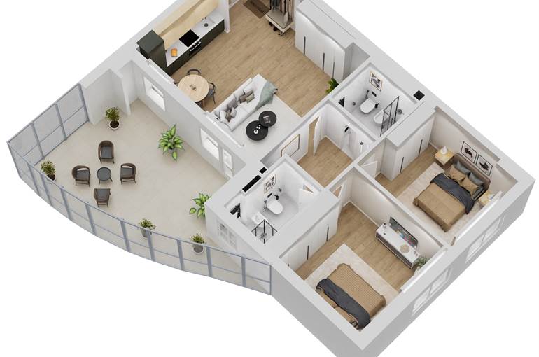 Render trilocale tipo