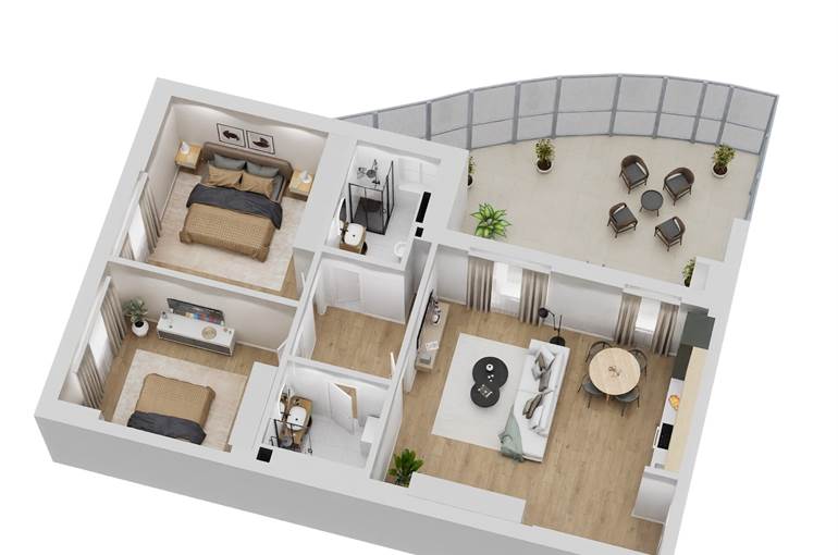 Render trilocale tipo