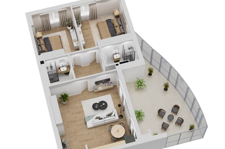 Render trilocale tipo