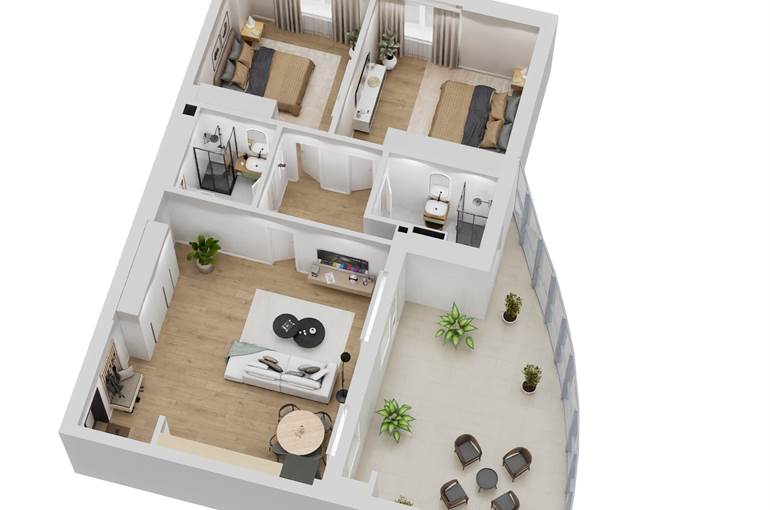 Render trilocale tipo